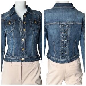 INC International Concepts Lace-Up-Back Denim Jacket Size XS NWOT